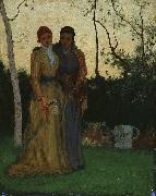 George Inness Two Sisters in the Garden painting